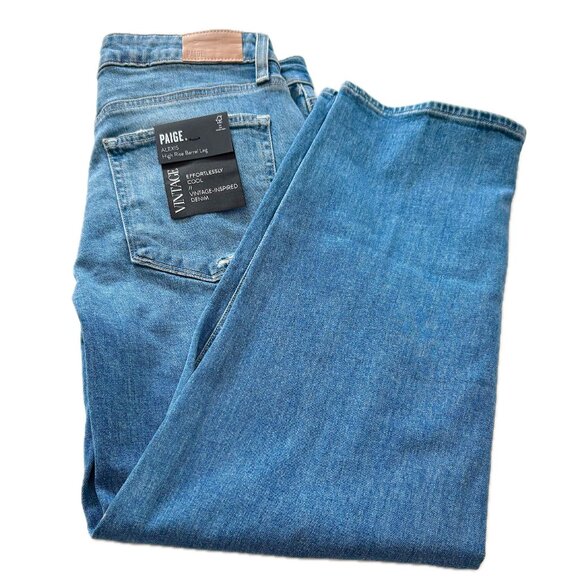PAIGE Alexis HiRise Barrel Leg Jean Ankle Button-Fly Soft Vintge Denim Sz 29 NWT - Picture 5 of 9